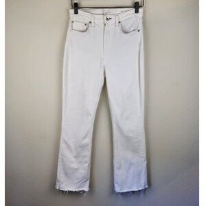 Rag & Bone Nina High Rise Ankle Flare Jeans Raw Hems White 27